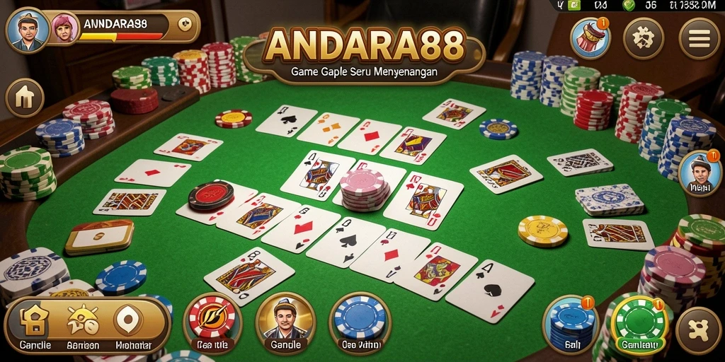 Tampilan gameplay Gaple yang menarik dan menghibur di ANDARA88.