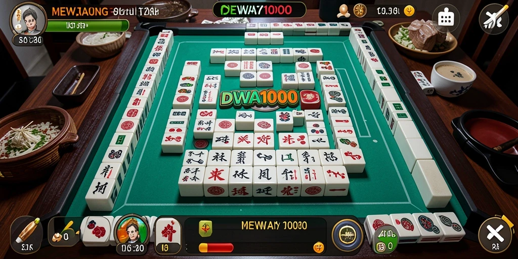 Screenshot gameplay DEWA1000 menampilkan keseruan bermain Mahjong.