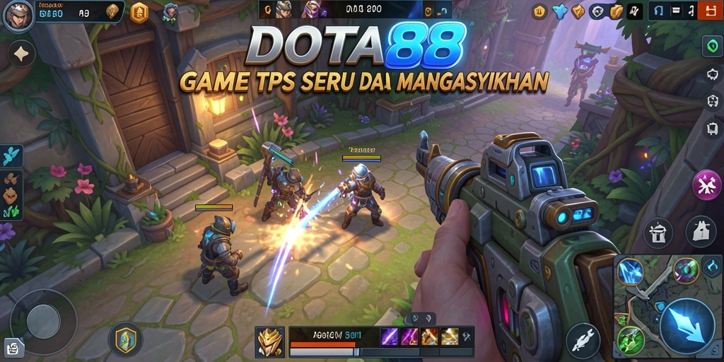 Tampilan intuitif gameplay DOTA88 dalam aksi pertempuran TPS.
