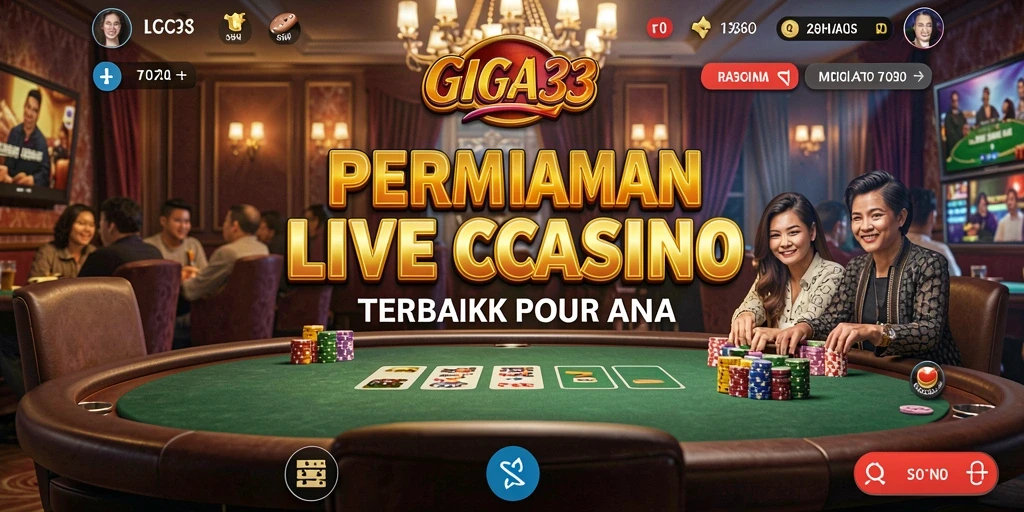 Screenshot utama GIGA33 menampilkan gameplay Live Casino yang mendebarkan.