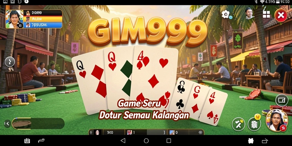 Tampilan gameplay GIM999 dengan pemain yang bersaing di meja domino.