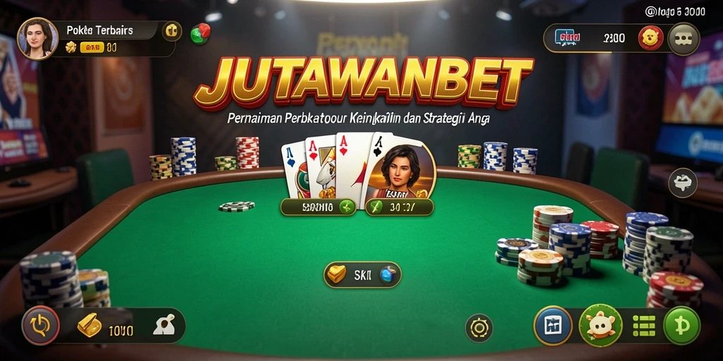 Tampilan gameplay poker yang seru dan mendebarkan di JUTAWANBET.