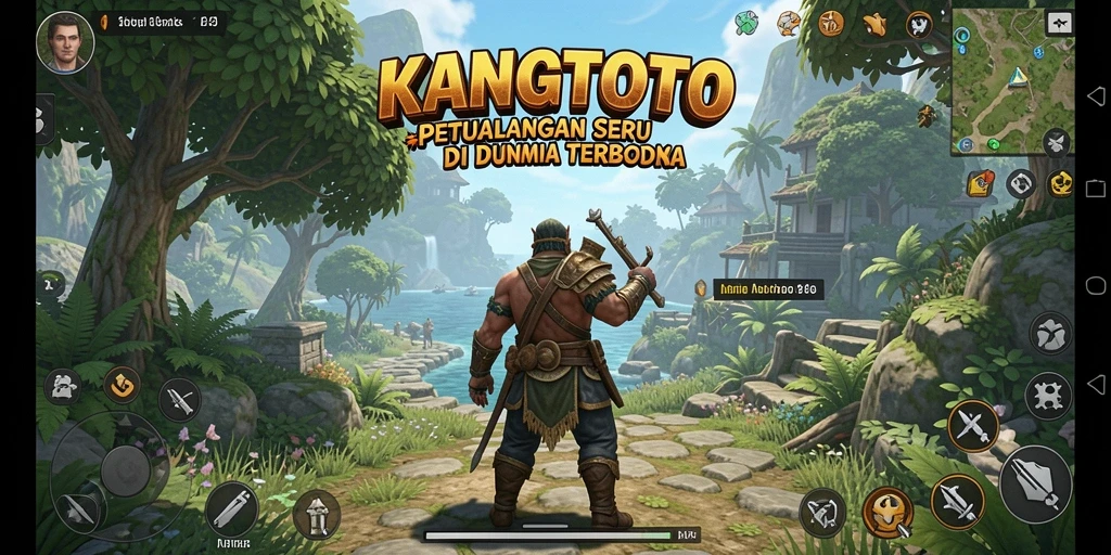 Screenshot gameplay KANGTOTO yang menampilkan eksplorasi dunia terbuka.