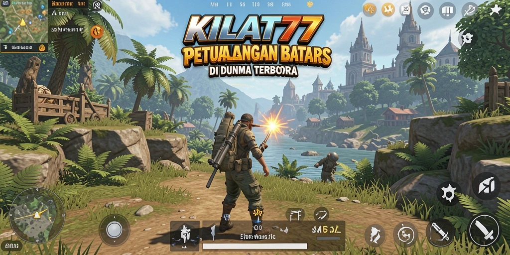 Tampilan gameplay KILAT77 di dunia terbuka yang luas dan penuh petualangan.