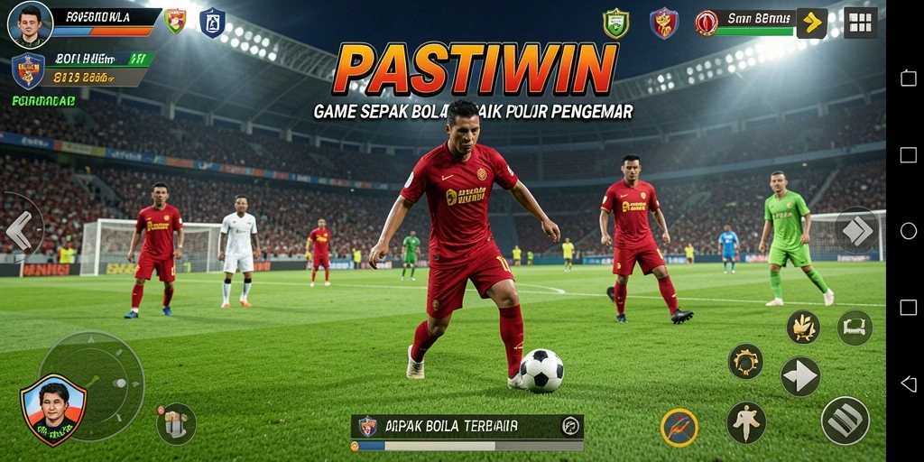 Menampilkan gameplay seru dalam PASTIWIN dengan aksi sepak bola yang mendebarkan.