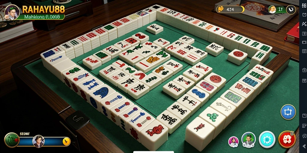Gameplay Mahjong menarik di RAHAYU88 dengan grafis yang estetik.