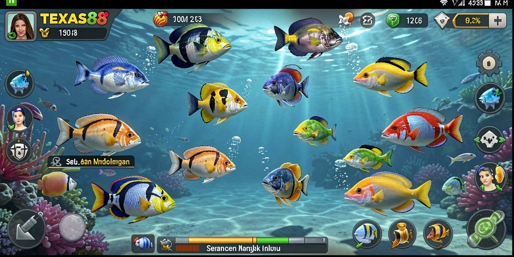 Screenshot permainan Tembak Ikan TEXAS88 yang seru dan menegangkan.